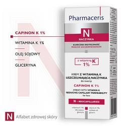 Zdjęcie produktu - #1 Pharmaceris N CAPINON K1% Krem z witaminą K uszczelniającą naczynka, 30 ml