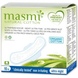 Zdjęcie produktu - #0 Masmi Ultracienkie baweł.podpaski na noc - 10 sztuk 