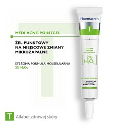 Zdjęcie produktu - #0 Pharmaceris T MEDI ACNE-POINTGEL Żel punktowy, 2% H₂0₂ na miejscowe zmiany mikrozapalne, 10 ml