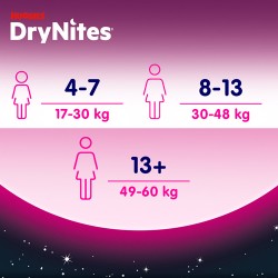#5 – HUGGIES DRYNITES GIRLS 4-7 LAT (13-30kg) pieluchomajtki, 10 szt.