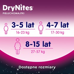 Zdjęcie produktu - #4 HUGGIES DRYNITES GIRLS 8-13 lat (30-48kg) pieluchomajtki, 9 sztuk