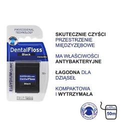 Miniaturka artykułu - #1 ELGYDIUM Czarna Nić dentystyczna, 50m  (27689)