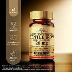 #2 – SOLGAR Gentle Iron 20 mg Łagodny związek żelaza, 90 kaps.