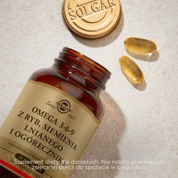 #4 – Solgar Omega 3-6-9 z ryb, siemienia lnianego i og&oacute;recznika, 60 kaps.