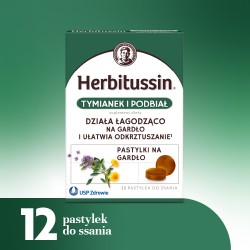 Zdjęcie produktu - #0 Herbitussin Tymianek i Podbiał, 12 pastylek do ssania