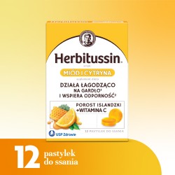 #0 – Herbitussin Mi&oacute;d i Cytryna, 12 pastylek do ssania