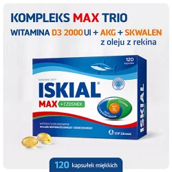 Miniaturka artykułu - #0 Iskial Immuno Max + czosnek, 120 kaps. - z olejem z wątroby rekina i witaminą D