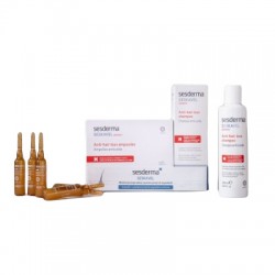 Zdjęcie produktu - #0 SESDERMA SESKAVEL Zestaw Szampon, 200ml + ampułki, 12szt. x 8ml
