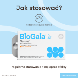 Zdjęcie produktu - #4 BioGaia Gastrus o smaku mandarynkowym, 30 tabl.
