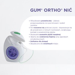 Zdjęcie produktu - #1 Sunstar GUM Ortho Nić dentystyczna dla os&oacute;b z aparatem ortodontycznym, 50 odcink&oacute;w