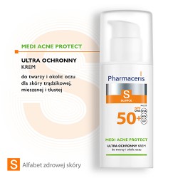 Zdjęcie produktu - #0 Pharmaceris S Medi Acne Protect Ochronny krem-żel do twarzy SPF 50+, 50ml