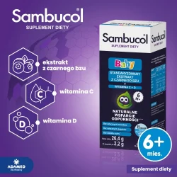 #2 – Sambucol Baby - czarny bez, witamina C i D, 12 sasz.