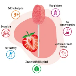 #2 – Zdrowy Lizak Mniam-Mniam truskawka bez cukru kształt łezki, 1szt.