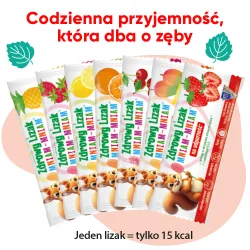 #4 – Zdrowy Lizak Mniam-Mniam truskawka bez cukru kształt łezki, 1szt.