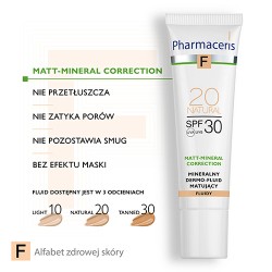 Zdjęcie produktu - #3 PHARMACERIS F Mineralny dermo-fluid matujący SPF30 - 20 Natural, 30ml 