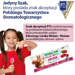 Miniaturka artykułu - #1 Zdrowy Lizak Mniam-Mniam Wiśnia bez cukru kształt łezki, 1 sztuka