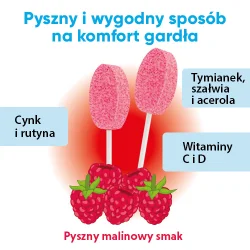 Miniaturka artykułu - #0 Zdrowy Lizak Mniam-Mniam na gardło malina kształt łezki 1 szt, 6g