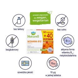 Zdjęcie produktu - #0 Naturell Witamina B12 tabletki do żucia, 100tabl.