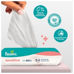Zdjęcie produktu - #2 Pampers Sensitive Chusteczki nawilżane, 12x52szt. (łącznie 624 szt)