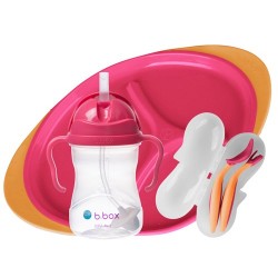 Zdjęcie produktu - #0 B.BOX Zestaw do karmienia: talerzyk + łyżeczka + widelec + bidon, 240ml