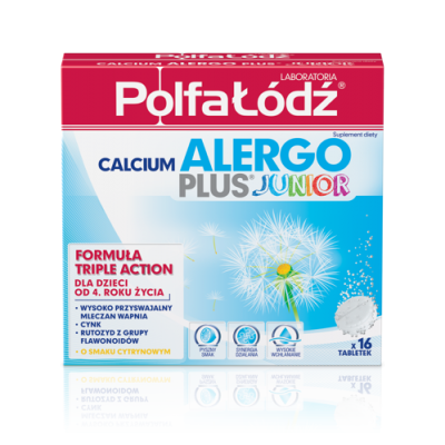 Miniaturka artykułu - CALCIUM ALERGO Plus Junior - 16 tabletek Laboratoria Polfa Ł&oacute;dź