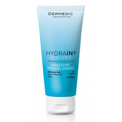 Miniaturka artykułu - DERMEDIC HYDRAIN 3 HIALURO Kremowy żel do mycia, 200 ml