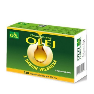 Miniaturka artykułu - Zimnotłoczony olej z wiesiołka 500mg GAL - 150 kapsułek USZKODZONE OPAKOWANIE