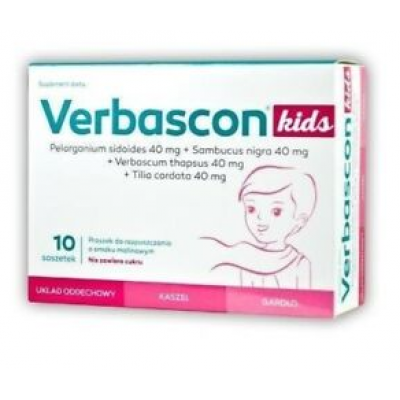 Miniaturka artykułu - Verbascon Kids o smaku malinowym - 10 saszetek