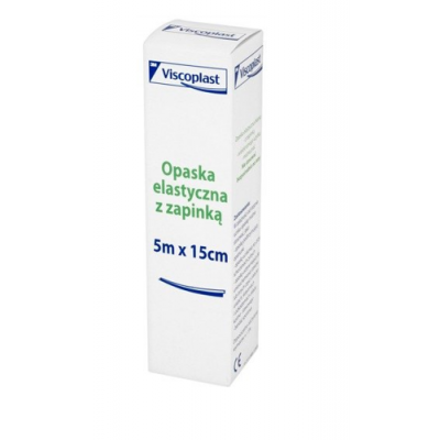Miniaturka artykułu - Opaska elastyczna z zapinką 5m x 15cm (VISCOPLAST) - 1 sztuka