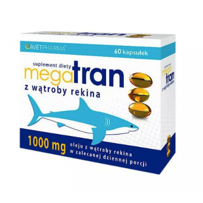 Miniaturka artykułu - Mega Tran z wątroby rekina  - 60 kapsułek