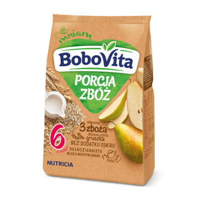 Miniaturka artykułu - BoboVita Porcja zb&oacute;ż Kaszka mleczna 3 zboża zbożowo- żytnia gruszka - 210 g (29509)