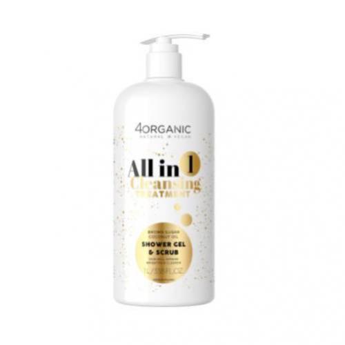 Miniaturka artykułu - 4ORGANIC All in 1 Cleansing Treatment Żel pod prysznic i peeling, 1l