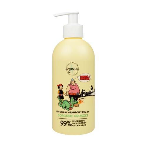 Miniaturka artykułu - 4Organic Kajko i Kokosz Naturalny szampon I żel do mycia dla dzieci 2w1 Dorodne Gruszki, 350ml	