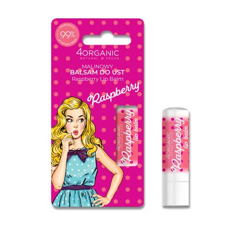 4Organic Pin-up Girl Naturalny balsam do ust - Raspberry, 5g