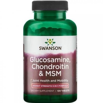 Miniaturka artykułu - SWANSON Glukozamina, Chondroityna & MSM, 120 tabletek 