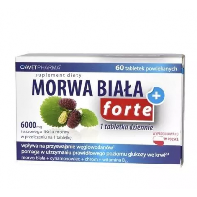 Miniaturka artykułu - Morwa Biała+ Forte - 60 tabletek 