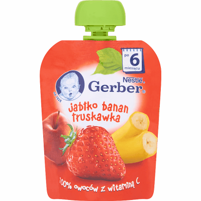 Miniaturka artykułu - Gerber Deserek Jabłko banan truskawka po 6 miesiącu 90 g
