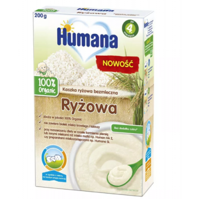 Miniaturka artykułu - Humana Kaszka bezmleczna ryżowa po 4. miesiącu - 200 g (30753)