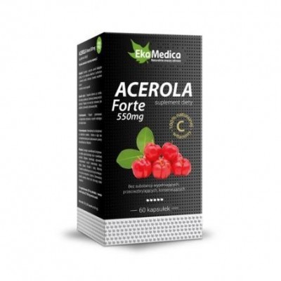 Miniaturka artykułu - Acerola Forte EkaMedica- 60 kaps. KR&Oacute;TKA DATA 16.05.2023