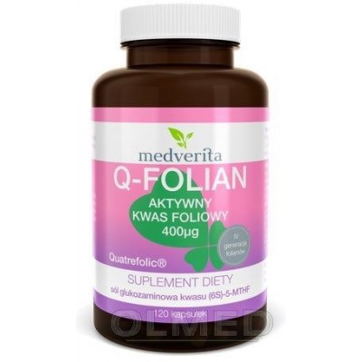 Miniaturka artykułu - Medverita Q-Folian kwas foliowy 400mcg - 120 kaps.