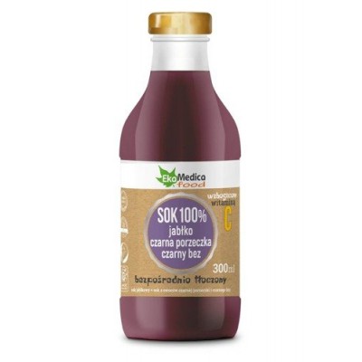 Miniaturka artykułu - Sok 100% jabłko, porzeczka czarna, czarny bez EkaMedica food- 0,3l
