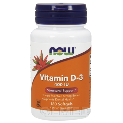 Miniaturka artykułu - NOW Vitamin D-3 400- 180 kaps.