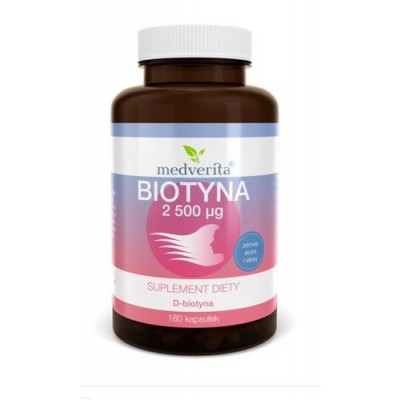 Miniaturka artykułu - Medverita Biotyna 2500mcg -180 kapsułek