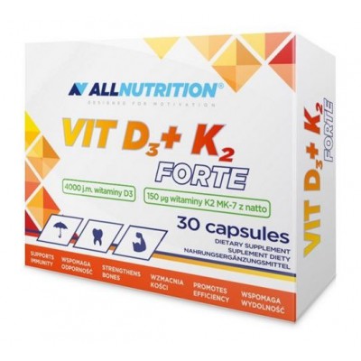 Miniaturka artykułu - Allnutrition VIT D3+K2 forte  30kapsułek