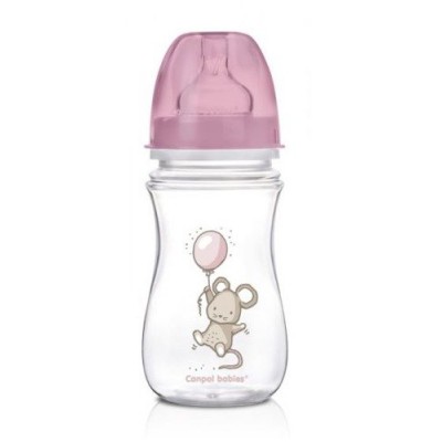 Miniaturka artykułu - CANPOLBABIES Butelka Antykolkowa 3m+ R&oacute;żowa -240ml 35/219 
