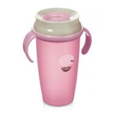 Miniaturka artykułu - LOVI Kubek 350ml Retro Baby R&oacute;żowy/Szary 14m+ 1/595