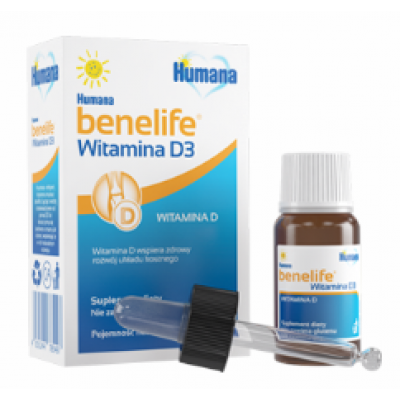 Miniaturka artykułu - Humana benelife Witamina D3 400j.m - 5ml