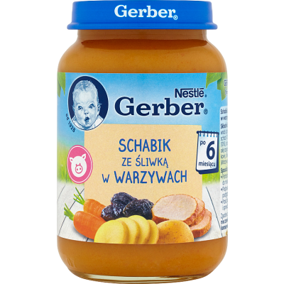 Miniaturka artykułu - Gerber Schabik ze śliwką w warzywach po 6. miesiącu - 190 g
