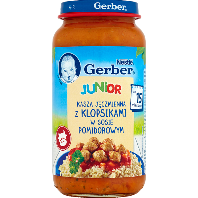 Miniaturka artykułu - Gerber Junior Kasza jęczmienna z klopsikami w sosie pomidorowym po 15. miesiącu - 250 g