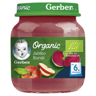 Miniaturka artykułu - Gerber Organic Jabłko burak po 6. miesiącu - 125 g